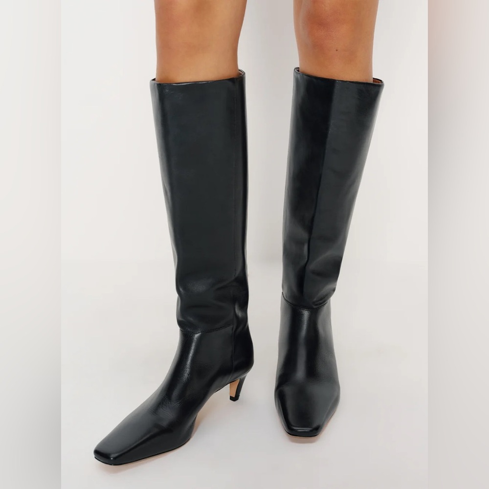 NEW Reformation Remy Knee Boots Black Leather, sz 8